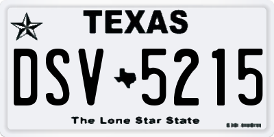 TX license plate DSV5215