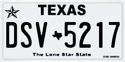 TX license plate DSV5217
