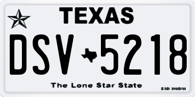 TX license plate DSV5218