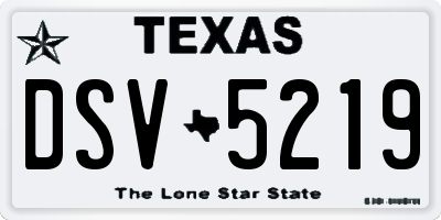 TX license plate DSV5219