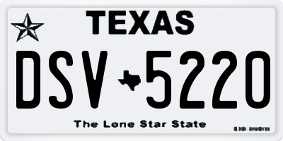 TX license plate DSV5220