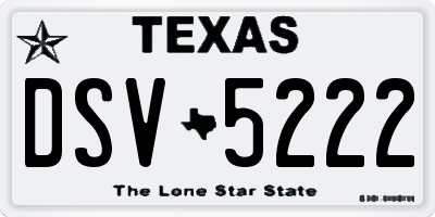 TX license plate DSV5222