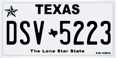 TX license plate DSV5223