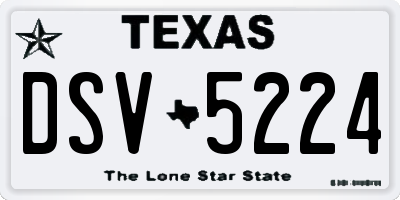 TX license plate DSV5224