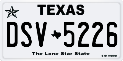 TX license plate DSV5226