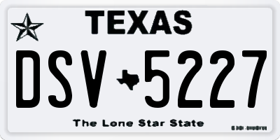 TX license plate DSV5227