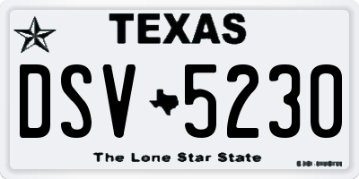 TX license plate DSV5230