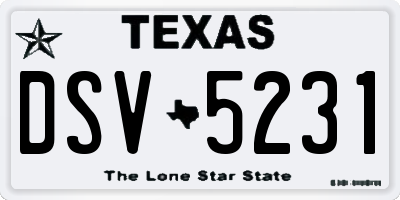 TX license plate DSV5231