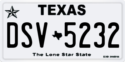 TX license plate DSV5232