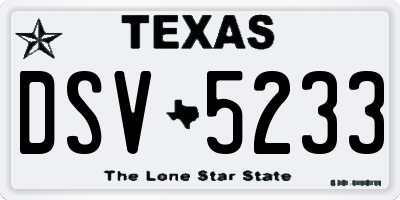 TX license plate DSV5233