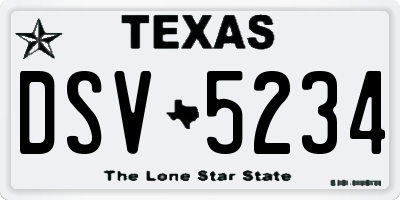 TX license plate DSV5234