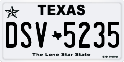 TX license plate DSV5235