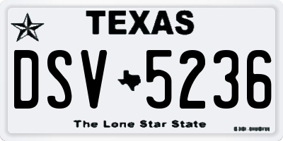 TX license plate DSV5236