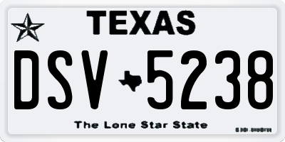 TX license plate DSV5238