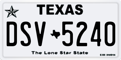 TX license plate DSV5240