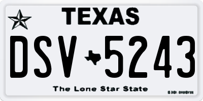 TX license plate DSV5243