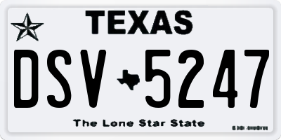 TX license plate DSV5247