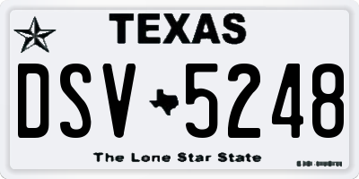 TX license plate DSV5248