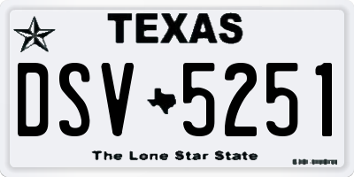 TX license plate DSV5251