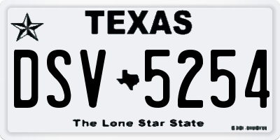 TX license plate DSV5254