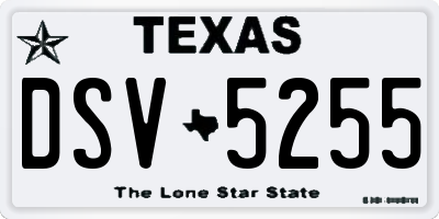 TX license plate DSV5255