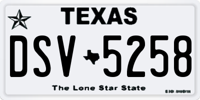 TX license plate DSV5258