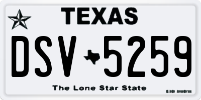 TX license plate DSV5259