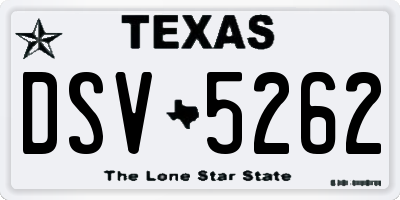 TX license plate DSV5262