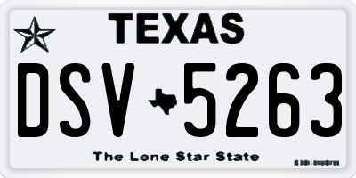 TX license plate DSV5263