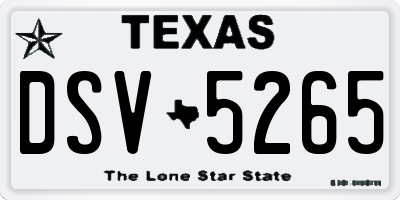 TX license plate DSV5265