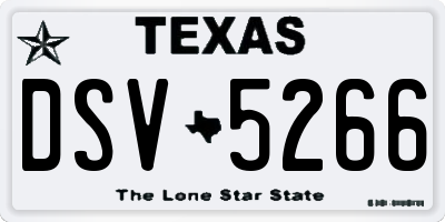 TX license plate DSV5266
