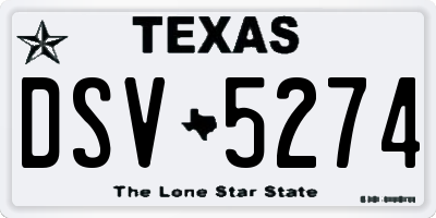 TX license plate DSV5274