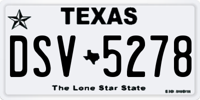 TX license plate DSV5278