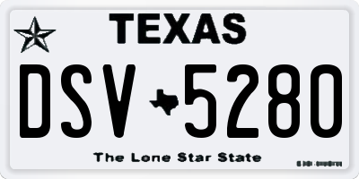 TX license plate DSV5280