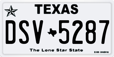 TX license plate DSV5287