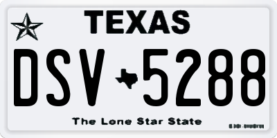 TX license plate DSV5288