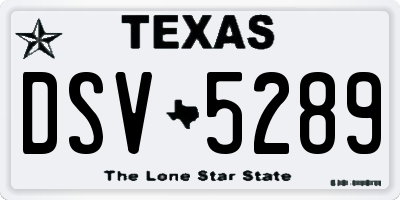 TX license plate DSV5289