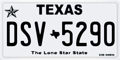 TX license plate DSV5290