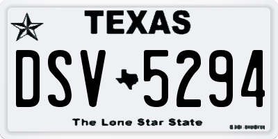 TX license plate DSV5294