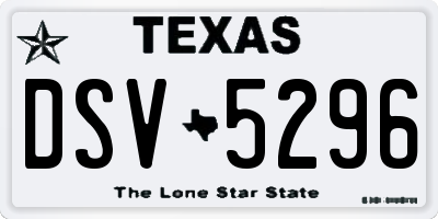 TX license plate DSV5296
