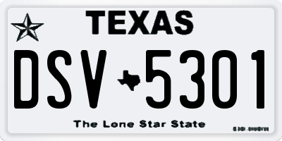 TX license plate DSV5301