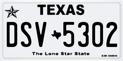 TX license plate DSV5302