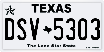TX license plate DSV5303