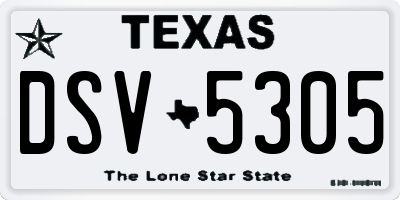 TX license plate DSV5305
