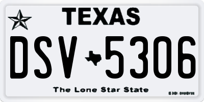 TX license plate DSV5306