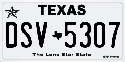 TX license plate DSV5307
