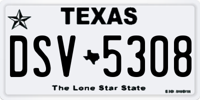 TX license plate DSV5308