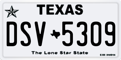 TX license plate DSV5309