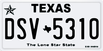 TX license plate DSV5310