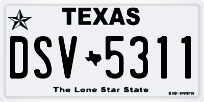 TX license plate DSV5311